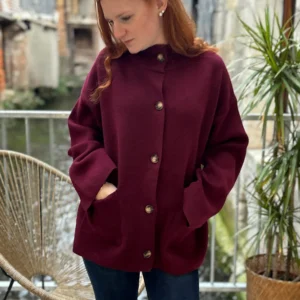Veste bordeaux femme chic en maille douce - Dream By C