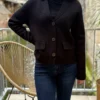 Veste en maille noire chic à col élégant - Dream By C