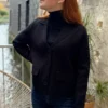 Veste en maille noire chic à col élégant - Dream By C