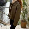 Veste suédine kaki tendance avec fermeture dorée - Dream By C