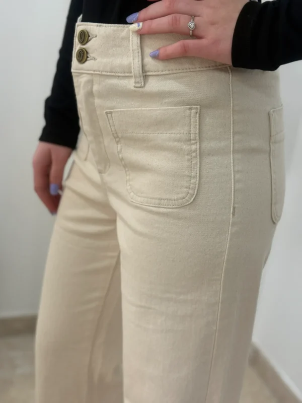Jean Flare Beige Femme taille haute - Dream By C