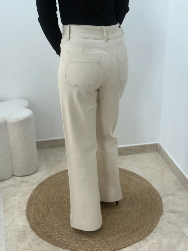 Jean Flare Beige Femme taille haute - Dream By C