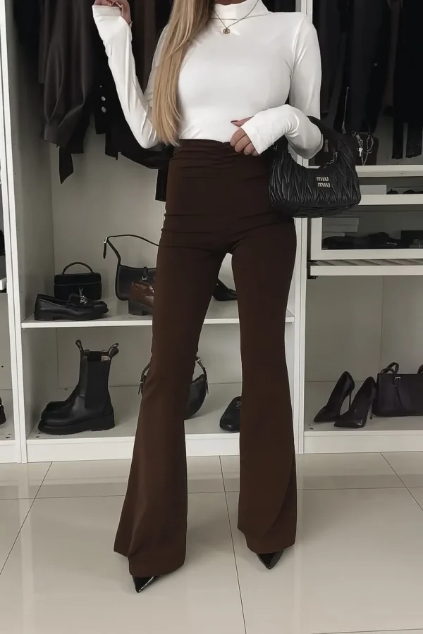 Legging Marron Chocolat Évasé Femme - Dream By C