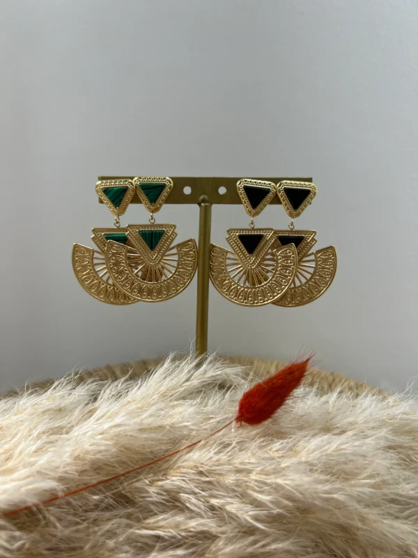 Boucles d’oreilles avec pierres dorées – Élégantes & fines