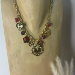 Collier pampille bordeaux doré – Élégant & raffiné - Dream By C