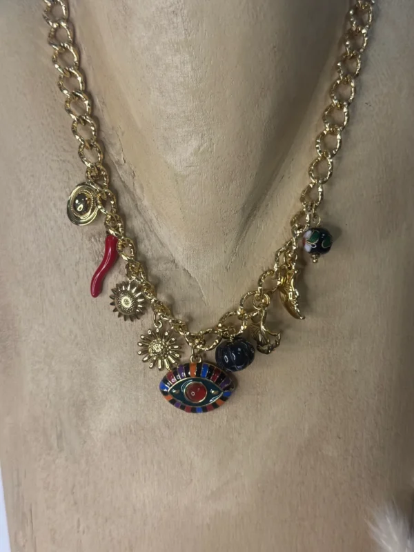 Collier pampilles acier inoxydable œil doré - Dream By C