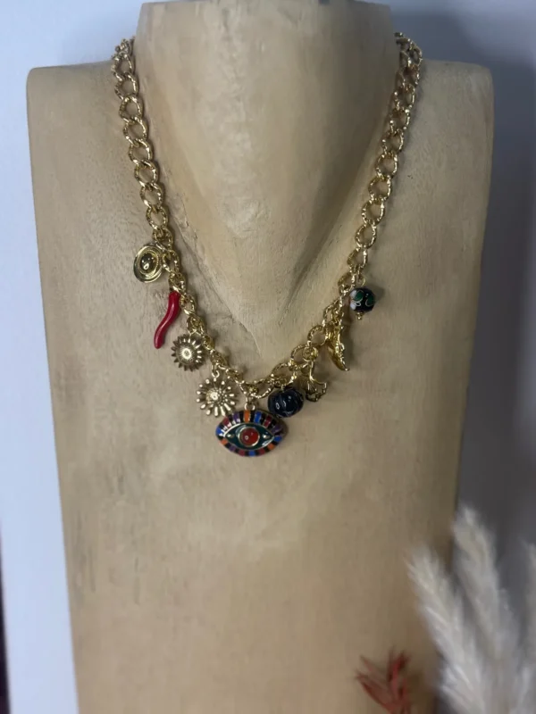 Collier pampilles acier inoxydable œil doré - Dream By C