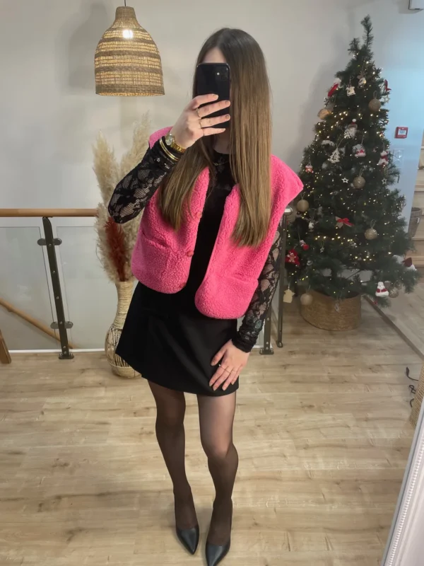 Gilet sans manches rose à boutons femme | Dream By C