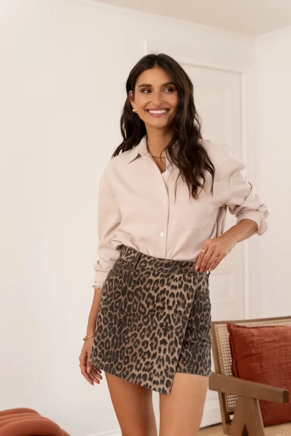 Jupe Short en Jean Léopard Tendance Femme - Dream By C