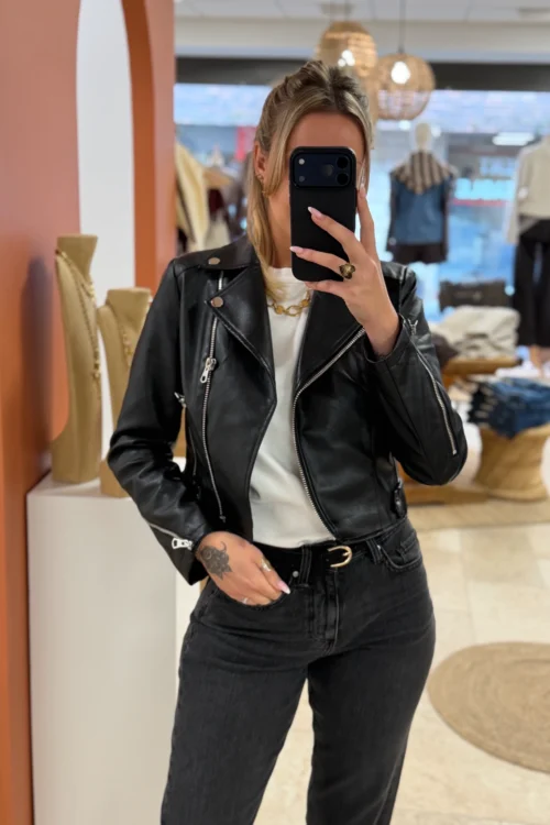 Perfecto noir effet cuir femme, veste tendance | Dream By C