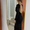 Robe longue en dentelle noire dos nu élégante | Dream By C