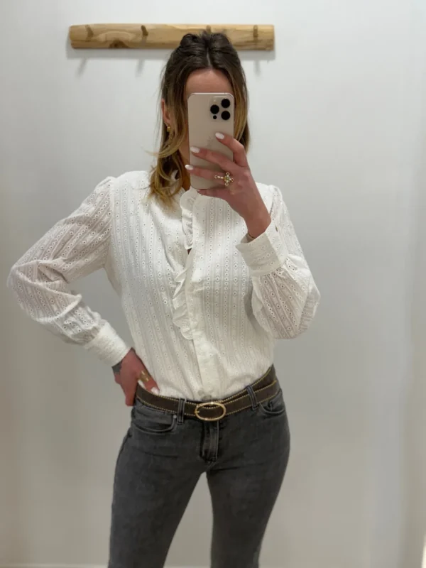 Chemisier brodé blanc en coton femme | Dream By C