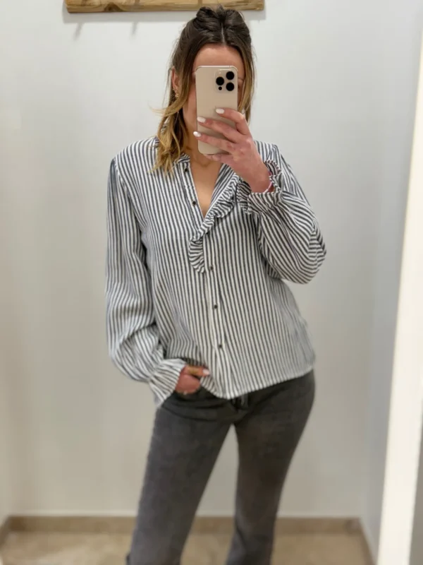 Chemisiers rayés à volants en coton femme | Dream By C