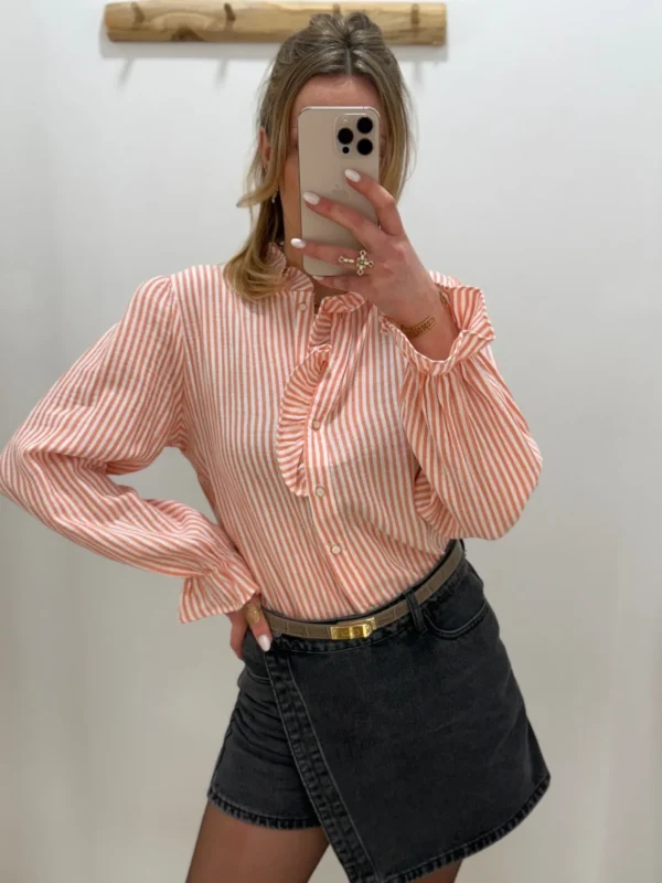 Chemisiers rayés à volants en coton femme | Dream By C