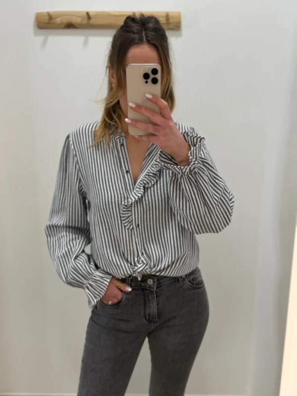 Chemisiers rayés à volants en coton femme | Dream By C