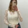 Haut En Dentelle Femme Écru Col Rond | Dream By C