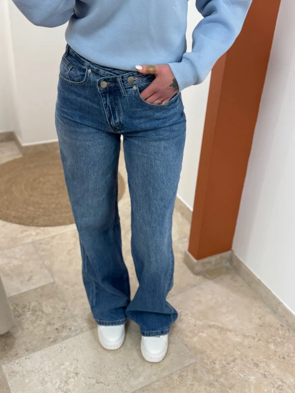 Jean Wide Femme Bleu Clair À Ceinture Croisée | Dream By C