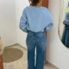 Jean Wide Femme Bleu Clair À Ceinture Croisée | Dream By C