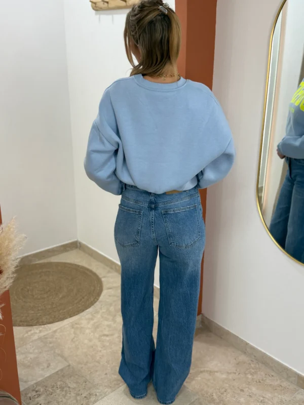 Jean Wide Femme Bleu Clair À Ceinture Croisée | Dream By C