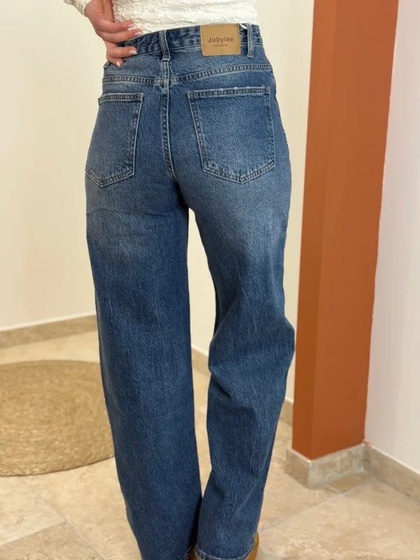 Jean Wide Taille Haute Bleu À Ceinture Croisée | Dream By C