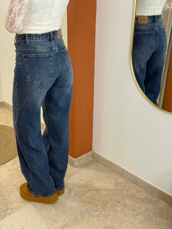 Jean Wide Taille Haute Bleu À Ceinture Croisée | Dream By C