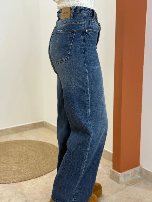 Jean Wide Taille Haute Bleu À Ceinture Croisée | Dream By C