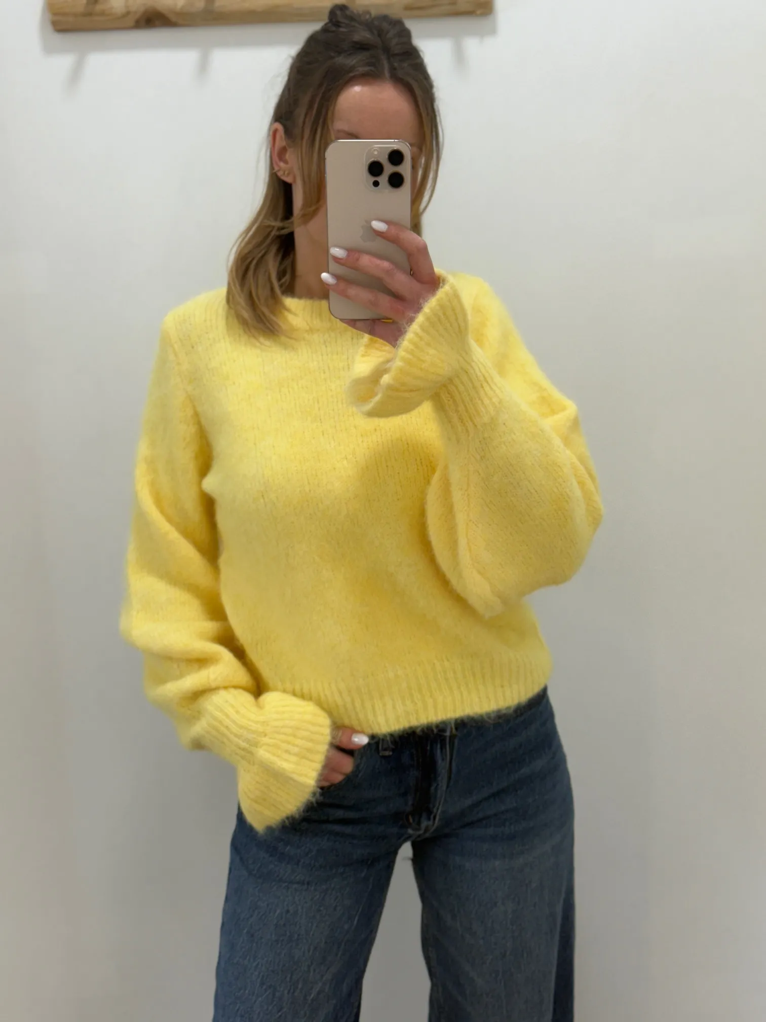 Pulls uni avec manches bouffantes
