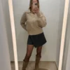 Pull Taupe Femme Torsadé À Col Élégant | Dream By C