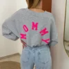 Sweat Mommy Gris Brodé Oversize Femme | Dream By C