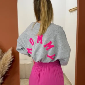 Sweat Mommy Gris Brodé Oversize Femme | Dream By C