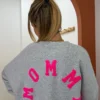 Sweat Mommy Gris Brodé Oversize Femme | Dream By C