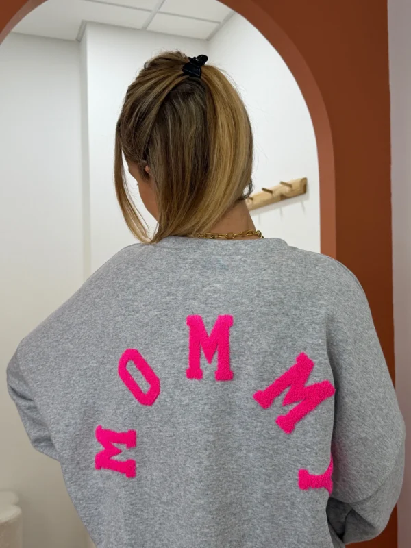 Sweat Mommy Gris Brodé Oversize Femme | Dream By C