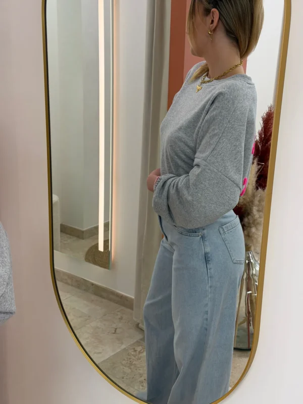 Sweat Mommy Gris Brodé Oversize Femme | Dream By C