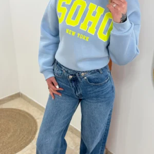 Sweat Soho Bleu Femme Molletonné | Dream By C