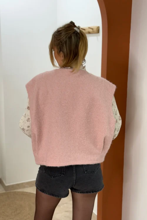 Veste Feutrine Femme Sans Manches Rose | Dream By C