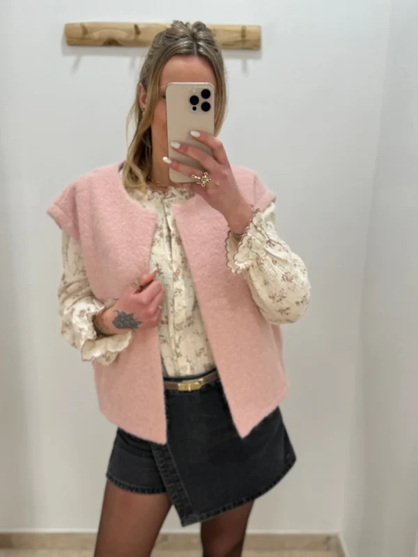 Veste Feutrine Femme Sans Manches Rose | Dream By C