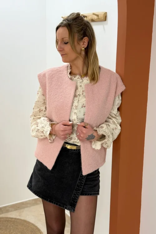 Veste Feutrine Femme Sans Manches Rose | Dream By C