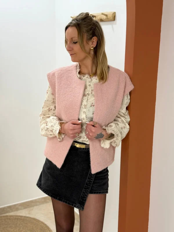 Veste Feutrine Femme Sans Manches Rose | Dream By C