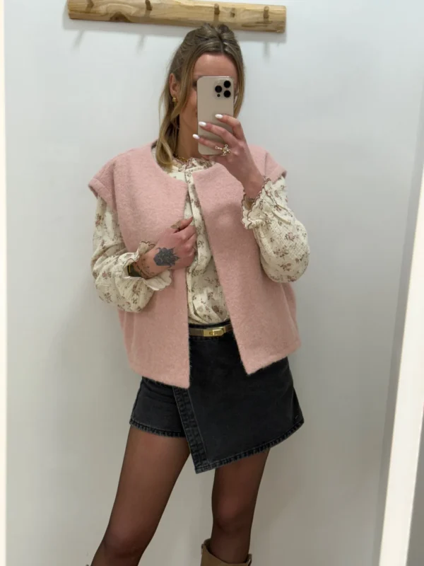 Veste Feutrine Femme Sans Manches Rose | Dream By C