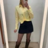 Chemise jaune femme manches longues élégante