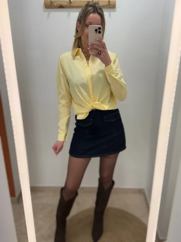 Chemise jaune femme manches longues élégante