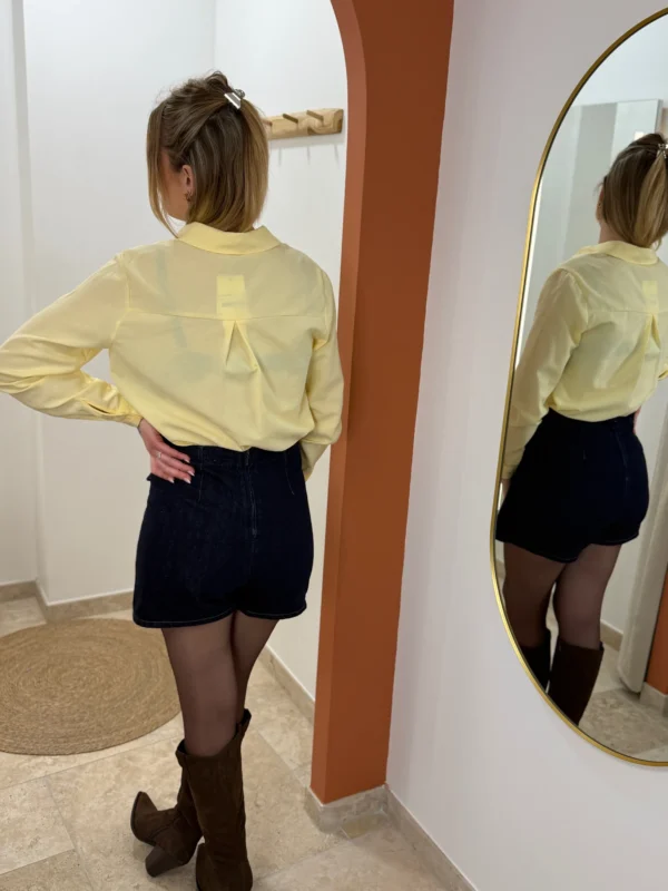 Chemise jaune femme manches longues élégante