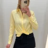 Chemise jaune femme manches longues élégante