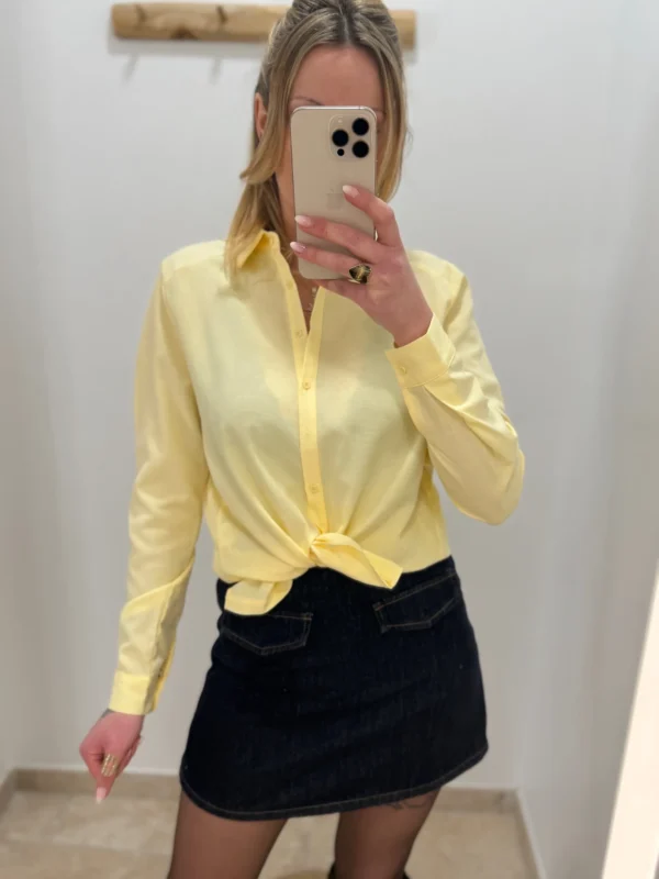 Chemise jaune femme manches longues élégante