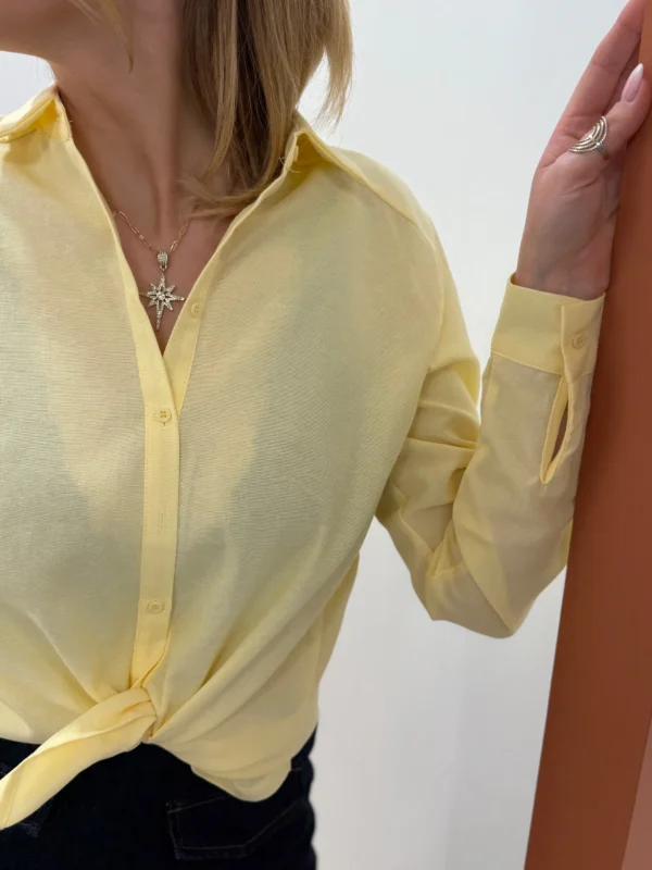 Chemise jaune femme manches longues élégante