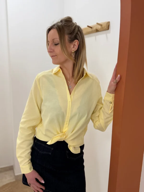 Chemise jaune femme manches longues élégante