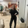 Combinaison jean femme longue ceinturée