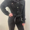 Combinaison jean femme longue ceinturée