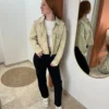 Veste jean beige femme avec strass