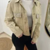 Veste jean beige femme avec strass
